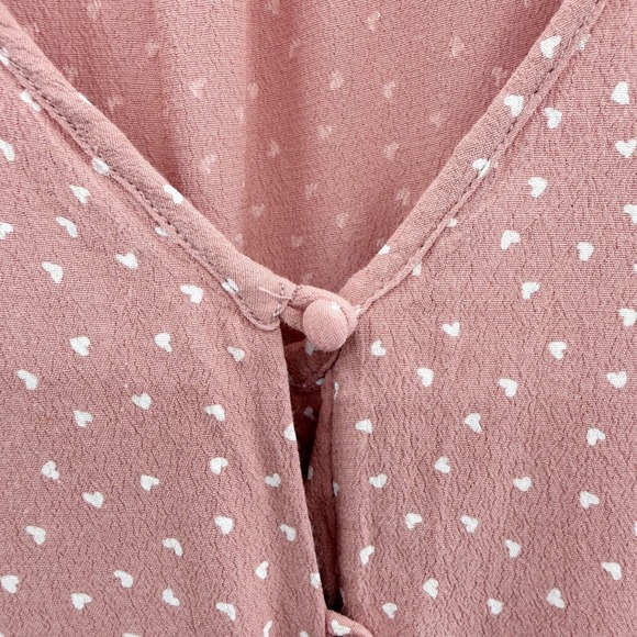 Rails Bretton Rosewood Mini Hearts Flutter Sleeve Top in Pink Size Small - Picture 6 of 11